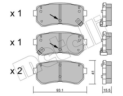 Колодки гальмівні (задні) Hyundai Kona/Kia Picanto 11- Metelli 22-0725-1