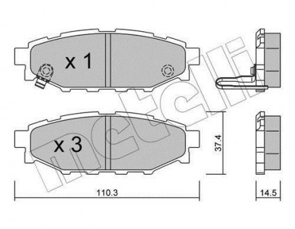 Тормозные колодки (задние) Subaru Forester/Impreza 08-/Legacy 03-14/Outback 03-/Toyota GT 12- Metelli 22-0764-0 (фото 1)