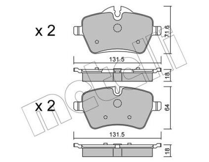 Тормозные колодки (передние) Mini (R50/R53/R52/R56/R57/R58/R59) 01-16 Metelli 22-0768-0 (фото 1)