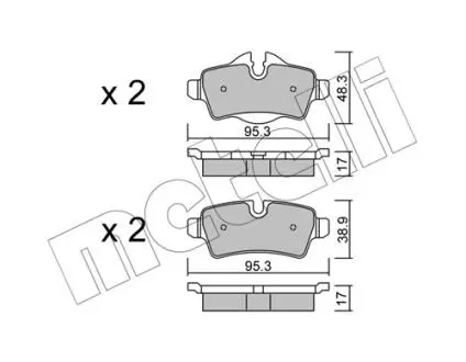 Тормозные колодки (задние) Mini (R56)/Roadster (R59)/Clubman (R55) 06-06 Metelli 22-0769-0