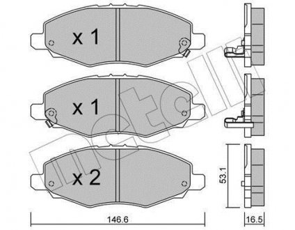 Гальмівні колодки, дискове гальмо (набір) Metelli 2207980 (фото 1)