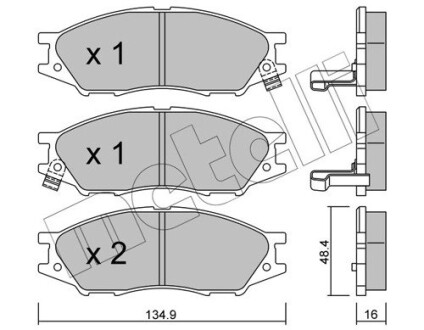 Гальмівні колодки, дискове гальмо (набір) Metelli 2208100