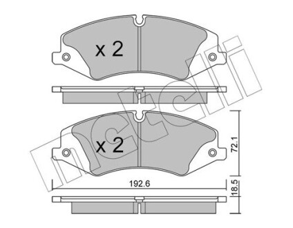 Гальмівні колодки, дискове гальмо (набір) Metelli 2208360