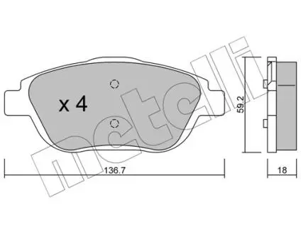 Колодки тормозные (передние) Citroen C3/DS3 09-/C4 Cactus/Peugeot 2008 13- Metelli 22-0852-0