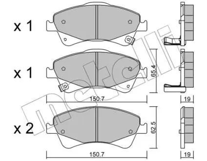 Колодки гальмівні (передні) Toyota Avensis/Verso 08-18/Auris 06-15 Metelli 22-0878-0