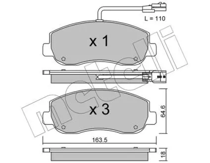 Колодки гальмівні (передні) Renault Master III/Opel Movano B/Nissan NV400 10-(+датчик) Metelli 22-0898-0