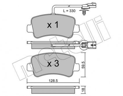 Колодки тормозные (задние) Renault Master III/Opel Movano B/Nissan NV400 10-(+датчик)(однокатковый)) Metelli 22-0899-0 (фото 1)