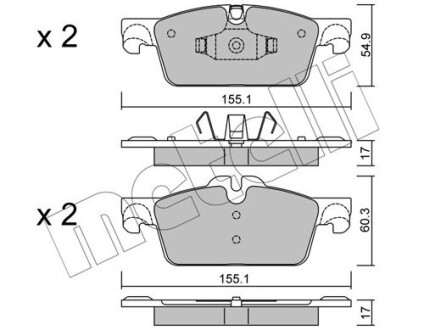 Комплект гальмівних колодок (дискових) Metelli 22-0916-0