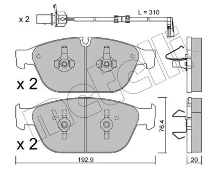 Колодки гальмівні (передні) Audi A8/Q5 10- (з датчиком) Metelli 22-0954-0K