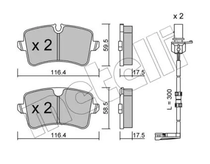 Колодки тормозные (задние) Audi A8 09-(с датчиками)) Metelli 22-0955-1K