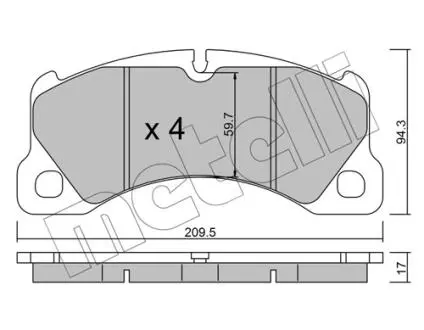 Тормозные колодки (передние) Porsche Cayenne/Panamera/Macan/VW Touareg 09- Metelli 22-0957-3