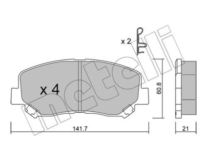 Тормозные колодки (передние) Jeep Cherokee 2.0-2.2 CRD/3.2 13- Metelli 22-0969-1