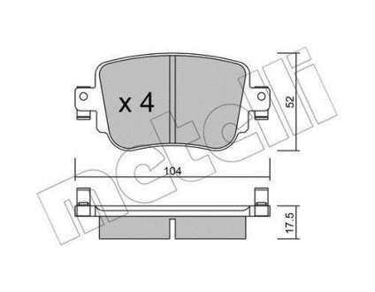 Колодки гальмівні (задні) Audi Q3/Skoda Octavia/Seat Leon/VW Golf/Caddy IV 14- Metelli 22-0980-0 (фото 1)