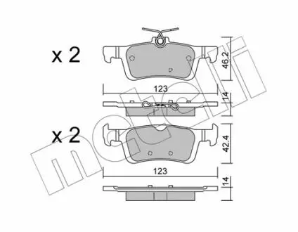 Тормозные колодки (задние) Ford Fiesta 1.0 EcoBoost 17- Metelli 22-0986-1
