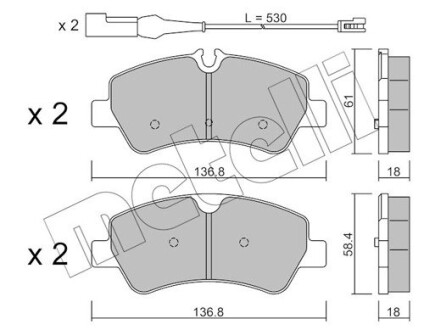 Тормозные колодки (задние) Ford Transit V363 13-/Transit Custom V362 12- Metelli 22-0991-1