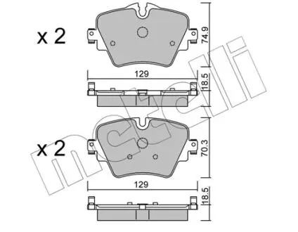 Колодки гальмівні (передні) BMW 2 (F45/F46)/5 (G30/F90)/X1(F48)/X2 (E39)/X3 (G01/F97) 13- Metelli 22-1037-0