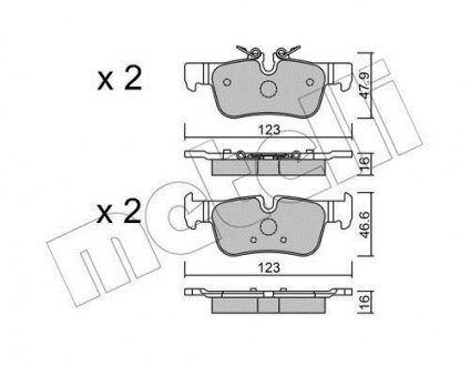Тормозные колодки (задние) BMW 1 (F52/F40)/X2 (F39) 17-/2 (F44-F46)/i3 (I01) 13-/X1 (F48)/Mini 14- Metelli 22-1038-0