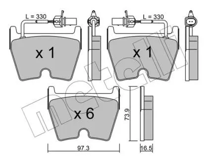 Колодки гальмівні (передні) Audi A4/A5/A6/VW Phaeton 02-17 Metelli 22-1043-0