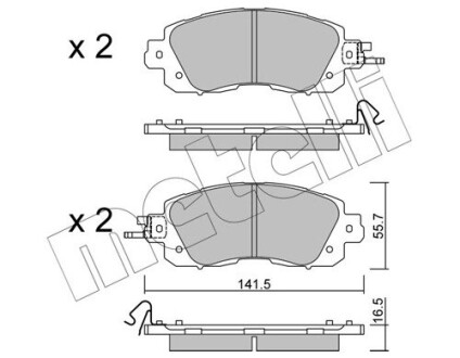 Колодки гальмівні (передні) Nissan Leaf 10- Metelli 22-1080-0