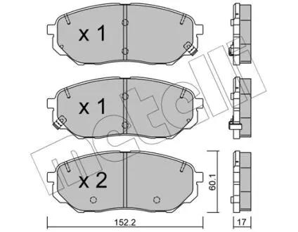 Тормозные колодки (передние) Hyundai Santa Fe IV/Kia Sorento 2.0-3.3 15- Metelli 22-1096-0