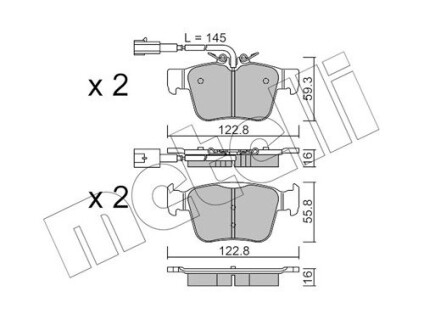 Колодки тормозные (задние) Alfa Romeo Giulia/Stelvio/Maserati Levante Suv 15-(с датчиком)) Metelli 22-1101-0