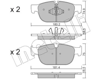 Колодки гальмівні (передні) Volvo S60/S90/V60/V90/XC40/XC60/XC90 2.0 15- Metelli 22-1120-0