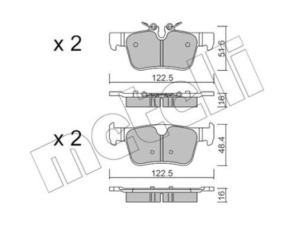 Тормозные колодки (задние) Volvo S60 III/S90 II/ V60 II/ XC60 II 16- Metelli 22-1121-0 (фото 1)