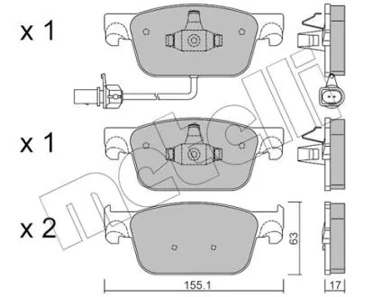 Тормозные колодки (передние) Audi A4/A5 15- (с датчиком) Metelli 22-1125-0