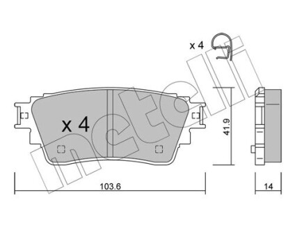 Тормозные колодки (задние) Mitsubishi Eclipse Cross 17- Metelli 22-1160-0