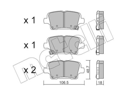 Колодки гальмівні (задні) Opel Insignia B 17- Metelli 22-1181-0