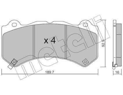 Тормозные колодки (передние) Jeep Grand Cherokee 06- Metelli 22-1182-0