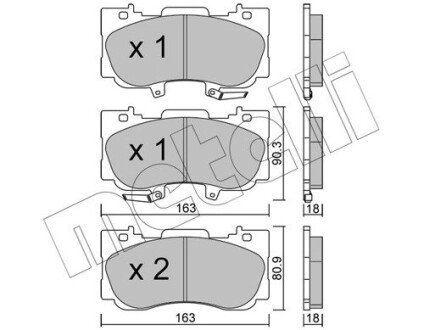 Комплект передних тормозных колодок Metelli 2211830 (фото 1)