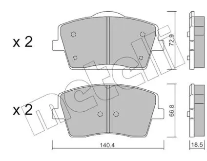 Колодки гальмівні (передні) Volvo XC40 17- Metelli 22-1186-0