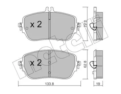 Колодки гальмівні (передні) MB A-class (W177)/B-class (W247) 18- Metelli 22-1193-0