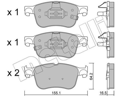 Колодки гальмівні (передні) Ford Focus/Kuga 1.0-2.0 EcoBoost18- Metelli 22-1205-0