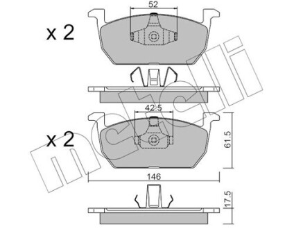 Колодки гальмівні (передні) Audi A1 18-/Seat Leon 12-/Ibiza/VW Polo 17- Metelli 22-1214-0