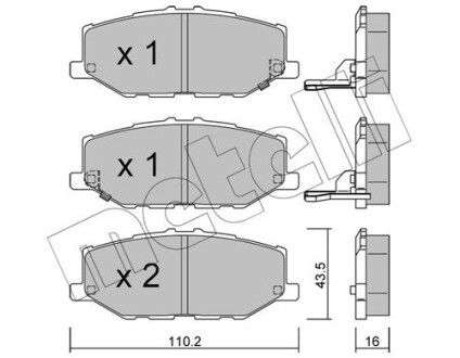 Комплект передних тормозных колодок Metelli 2212150