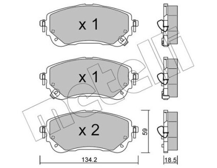 Тормозные колодки (передние) Toyota Corolla XII 18-/Suzuki Swace 20- (с датчиком) Metelli 22-1234-0