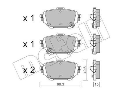 Колодки гальмівні (задні) Toyota Corolla 1.5/1.6 VVTi 19- Metelli 22-1236-0