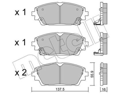 Комплект передних тормозных колодок Metelli 2212370