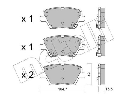 Тормозные колодки (задние) Hyundai i30 16-/Kia Ceed 1.0-1.6 18- Metelli 22-1243-0