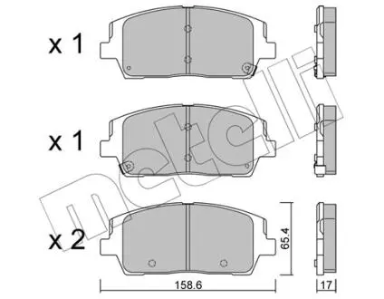 Колодки гальмівні (передні) Hyundai Santa Fe IV 18-/Kia Sorento III 15- Metelli 22-1244-0