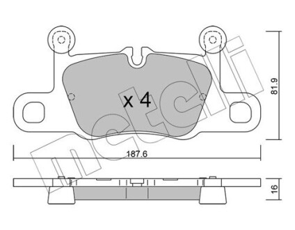 Тормозные колодки (задние) Porsche 911 12- Metelli 22-1258-0