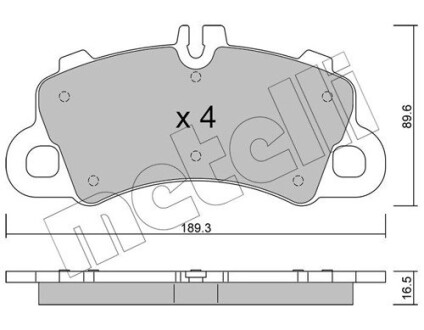 Колодки гальмівні (передні) Porsche Macan 3.0 S Diesel 14- Metelli 22-1259-0