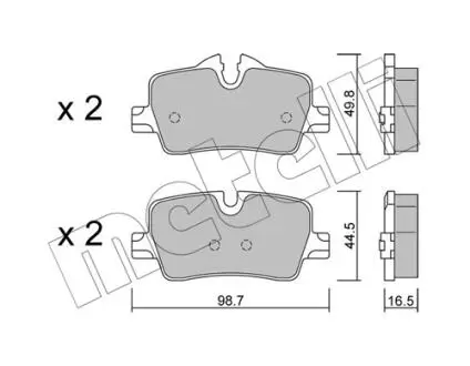 Колодки гальмівні (задні) BMW 3 (G20/G80/G28)/4 (G22/G82) 18- Metelli 22-1264-0