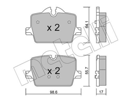 Колодки гальмівні (задні) BMW 3 (G20/G21/G80/G81)/Z4 (G29) 18-/4 (G22/G82) 20- Metelli 22-1265-0 (фото 1)