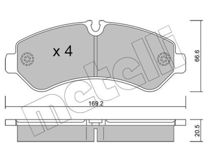 Тормозные колодки (задние) MB Sprinter (907) 511-519 CDI 18- Metelli 22-1276-0