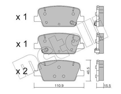 Тормозные колодки (задние) Hyundai Santa Fe 18- Metelli 22-1283-0