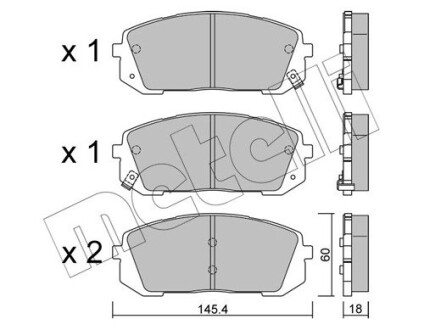 Тормозные колодки (передние) Hyundai Elantra 20-/Sonata VIII/Kia Optima V 19- Metelli 2212980