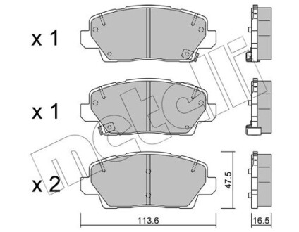 Тормозные колодки (передние) Hyundai Kona 19-/Kia Picanto 17- Metelli 2213020